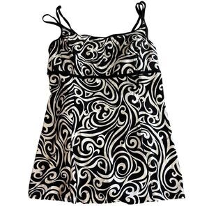 Croft & Barrow Size 18 One Piece Swim Dress Swimsuit Bathing Suit Black White